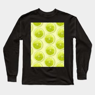 Lime Slices on Yellow Long Sleeve T-Shirt